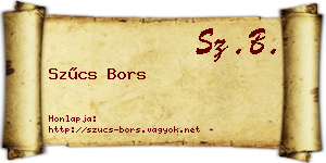 Szűcs Bors névjegykártya